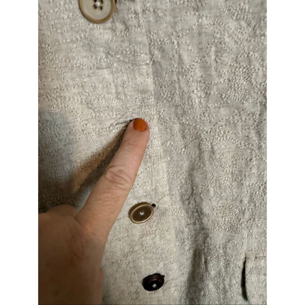 Sundance Beige Linen Cotton Embroidered Blazer Jacket Size M Cottagecore Coastal - Picture 2 of 8